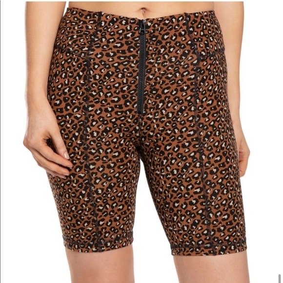 Free People Animal Print Bike Shorts “Lucky Strike” Cheetah Leopard High Rise - Picture 4 of 14